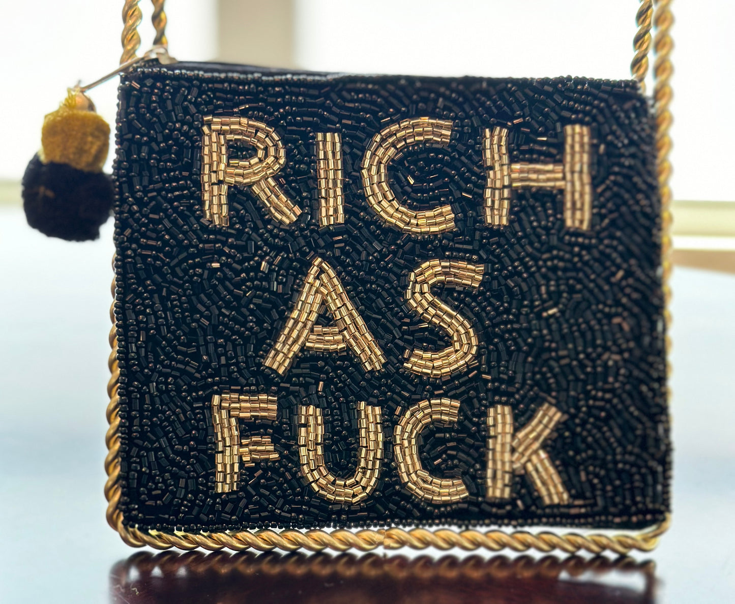 Hand Beaded Pouch RICH AF