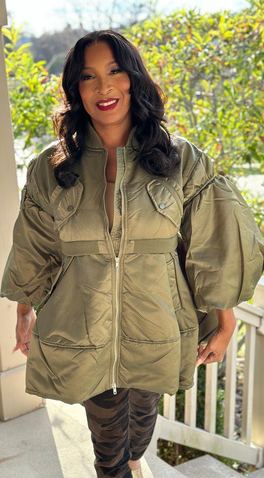 Satin Army Green Jacket