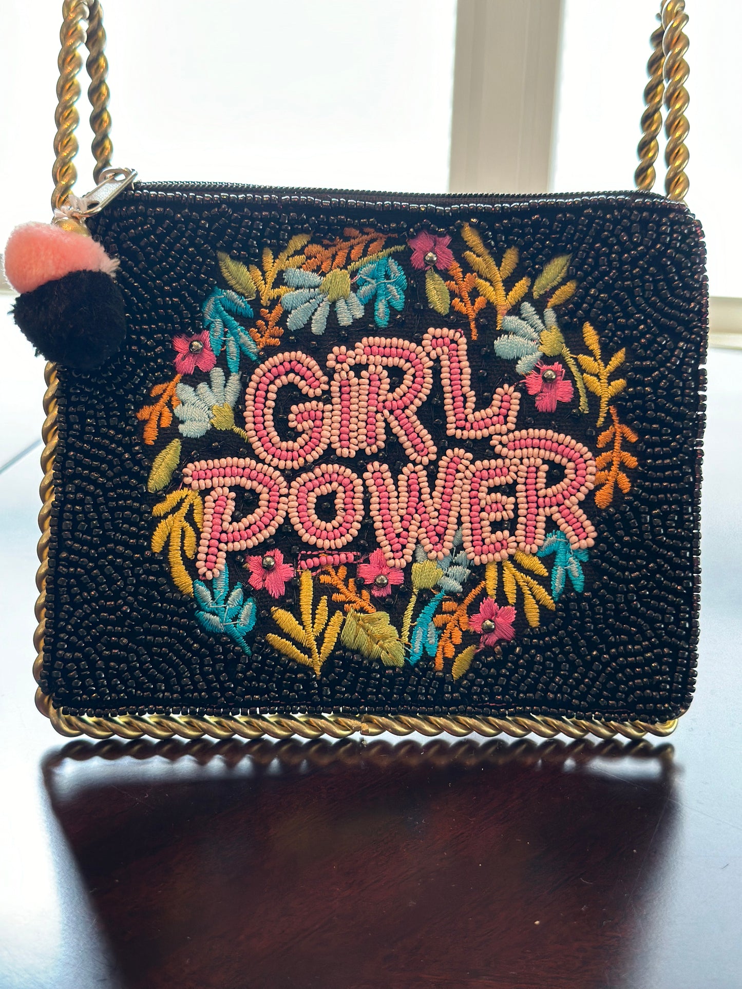 Hand beaded pouch - Girl Power