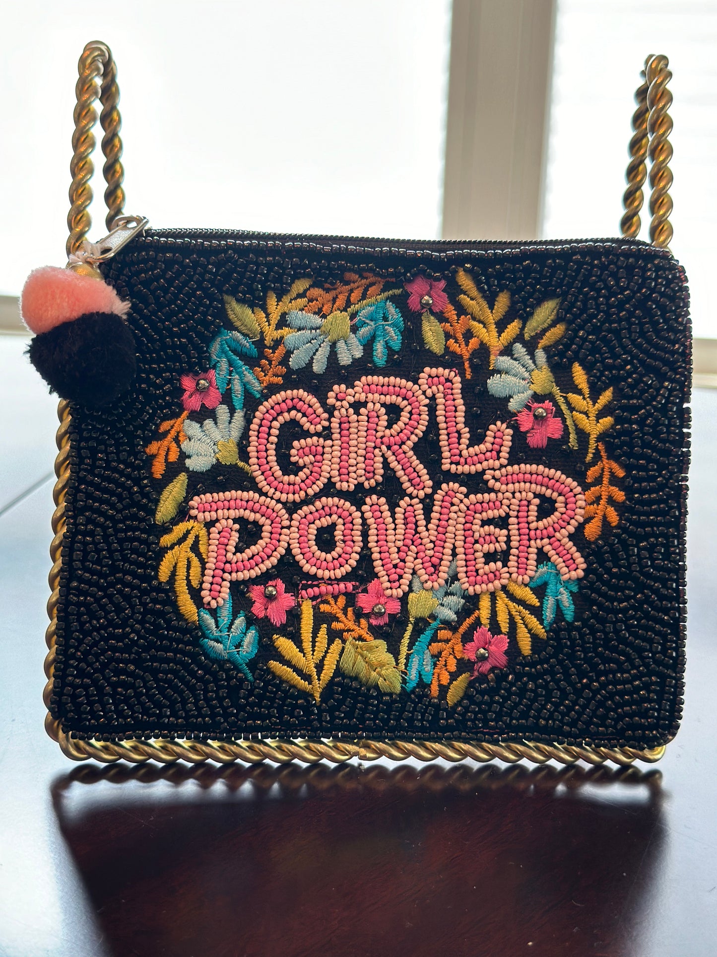 Hand beaded pouch - Girl Power