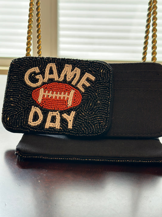 Hand Beaded credit card Holder GAME DAY