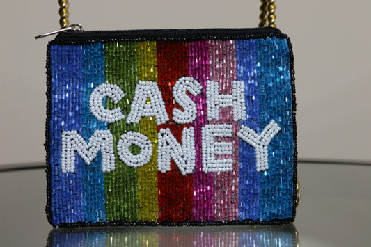 Hand beaded Pouch- CASH MONEY Multi-Color