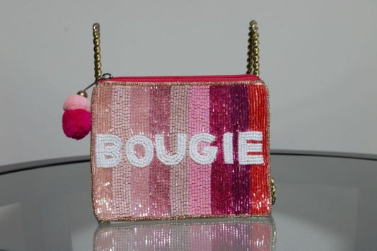 Hand Beaded Pouch- BOUGIE PINK