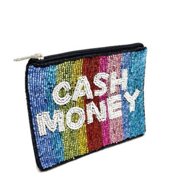 Hand beaded Pouch- CASH MONEY Multi-Color