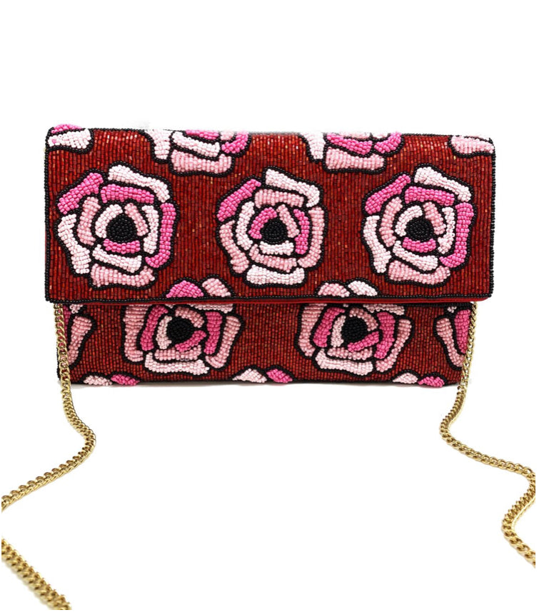 Rose Beaded Clutch