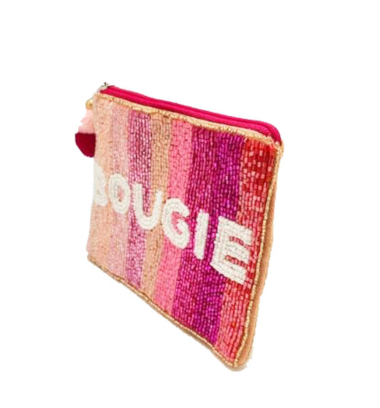 Hand Beaded Pouch- BOUGIE PINK